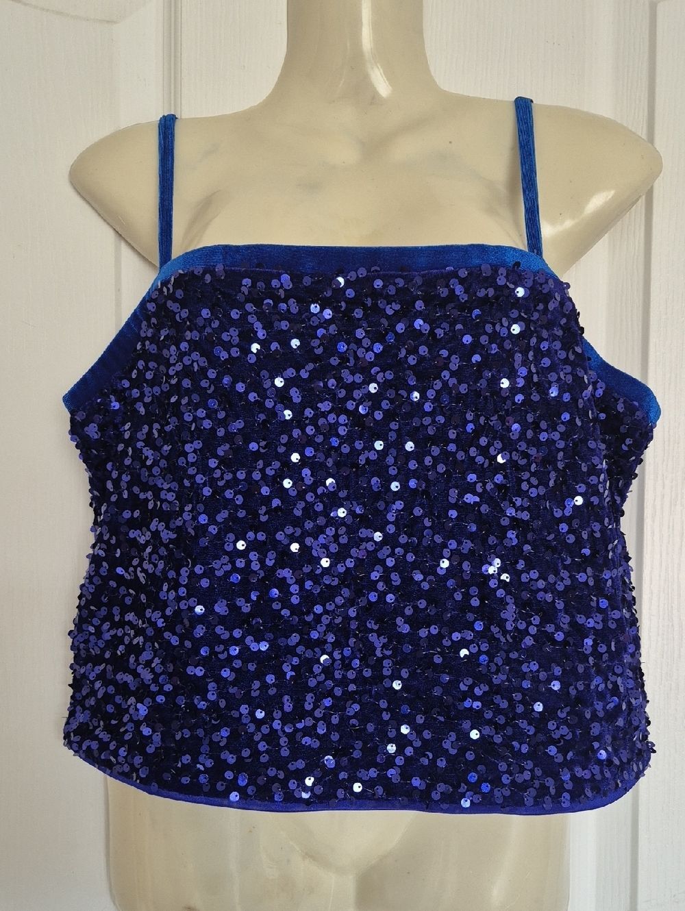Royal Blue Sequin Spaghetti Strap Camisole